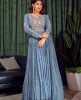 Grey Heavy Embroidered gown in Pure Chinnon
