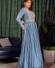 Grey Heavy Embroidered gown in Pure Chinnon