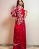 Elegant Jacket style Gown with Attached Dupatta in Red