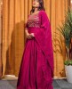 Fuchsia Pink Gown in Dola Silk with Chiffon Dupatta