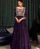 Dark Purple Heavy Embroidered gown in Pure Chinnon