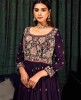 Dark Purple Heavy Embroidered gown in Pure Chinnon