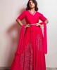 Bright Pink Gown with minimal work details and Dupatta