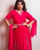 Bright Pink Gown with minimal work details and Dupatta