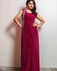 Maroon Straight Gown in Satin Fabric