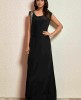 Black Straight Gown in Satin Fabric