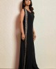Black Straight Gown in Satin Fabric