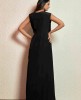 Black Straight Gown in Satin Fabric