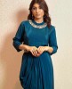 Dark Blue Party wear Gown in Silk with heavy Belt