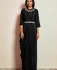 Black Straight Gown with Heavy Belt