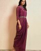 Plum Party wear Gown in Silk with heavy Belt