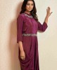 Plum Party wear Gown in Silk with heavy Belt