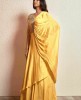 Yellow Gown with unique Sleeves in Satin Silk