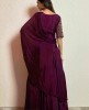 Plum Gown with unique Sleeves in Satin Silk