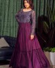Wine color Gown with Sequins work in Chinnon Fabric