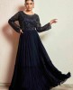 Dark Blue heavy Sequins Gown in Chinnon