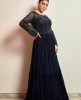 Dark Blue heavy Sequins Gown in Chinnon