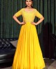 Heavy Embroidered Yellow Gown in Pure Chinnon