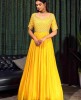 Heavy Embroidered Yellow Gown in Pure Chinnon