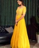 Heavy Embroidered Yellow Gown in Pure Chinnon