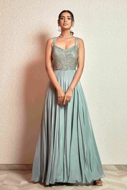 Powder Blue Gown in Chinnon