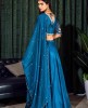 Heavy Crop Top set in Peacock Blue color with Dola Silk