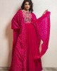 Fuchsia Pink Gown with Bandhani Details