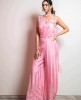 Pink Jump Suit in Raw Silk with Hand Work