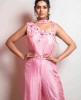 Pink Jump Suit in Raw Silk with Hand Work