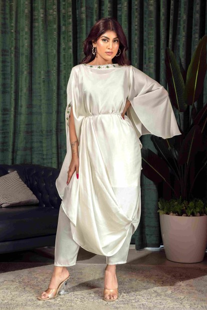 Indo-western styled Kurta & Pant in Satin Silk