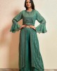 Beautiful Palazzo set with Shrug and Belt in Green color