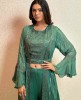 Beautiful Palazzo set with Shrug and Belt in Green color
