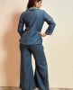 Dark Blue Palazzo Pant with Top in Raw Silk