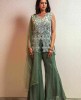 Pista Green Pant and Top with Dupatta in Dola Silk