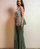 Pista Green Pant and Top with Dupatta in Dola Silk