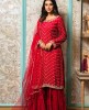 Red Palazzo Set in Raw Silk