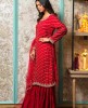 Red Palazzo Set in Raw Silk