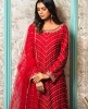 Red Palazzo Set in Raw Silk