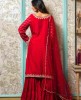 Red Palazzo Set in Raw Silk