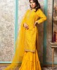 Mustard Yellow Palazzo Set in Raw Silk