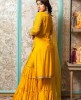 Mustard Yellow Palazzo Set in Raw Silk