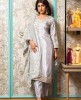 Kurti and Pant Set in Silk with Banarasi Dupatta in Grey