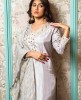 Kurti and Pant Set in Silk with Banarasi Dupatta in Grey