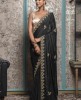 Dark Grey color Saree in Chinnon