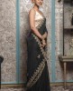 Dark Grey color Saree in Chinnon