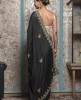 Dark Grey color Saree in Chinnon