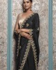 Dark Grey color Saree in Chinnon