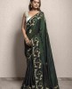 Bottle Green color Saree in Dola Silk