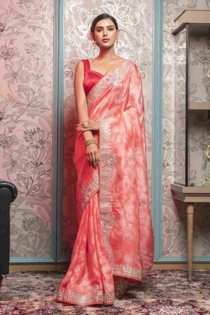 Tie-Dye Saree in Pink color
