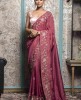 Heavy Puce Pink Saree in Dola Silk